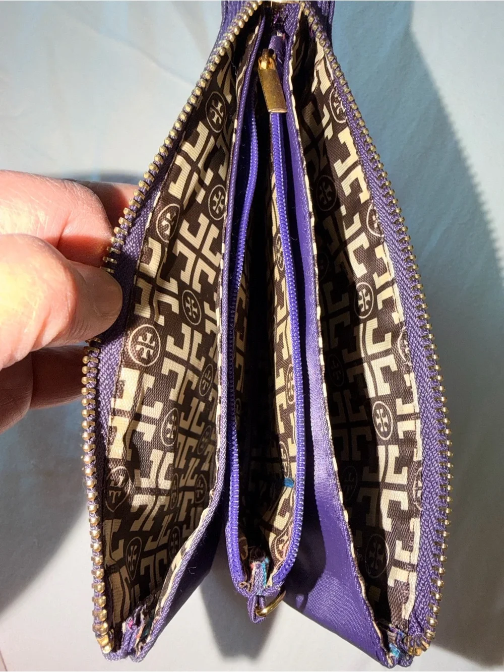 Tory Burch Purple Nylon Wristlet BROKEN SNAP RELEASE For strap